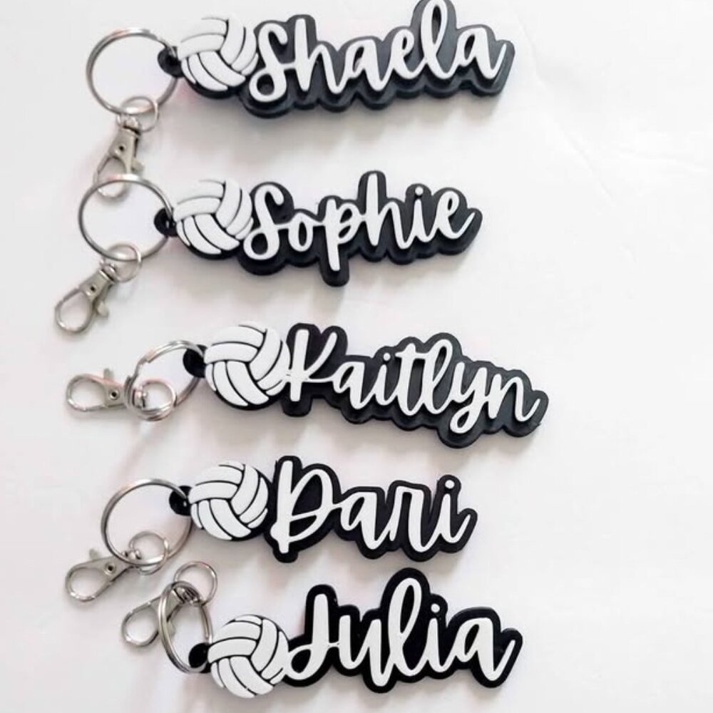 Volleyball personalized name Tage keychains